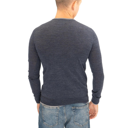 Nicole Farhi Farhi Mens Crew Neck Merino Wool Jumper Blue-Quality Brands Outlet-