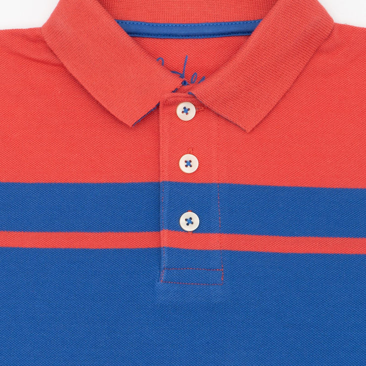 Mini Boden Boys Polo Striped Red & Blue Short Sleeve Shirt