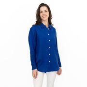 M&S Womens Royal Blue Pure Linen Collared Blouse