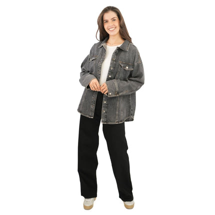 Next Denim Overshirt Long Sleeve Oversized Tops Black-Quality Brands Outlet-