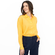 M&S Womens Yellow Pure Linen Collared Blouse