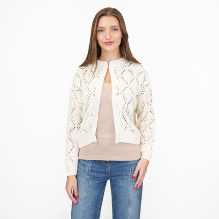 M&S Cream Open Stitch Cropped Cardigan-Quality Brands Outlet-