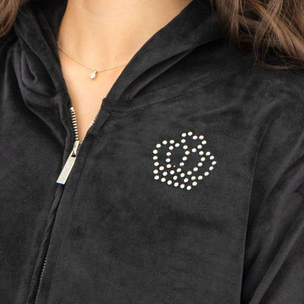 Lipsy Girl Teen Sequin Full Zip Black Velour Hoodies - Quality Brands Outlet