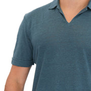 M&S Blue Pure Linen Polo Shirt - Quality Brands Outlet