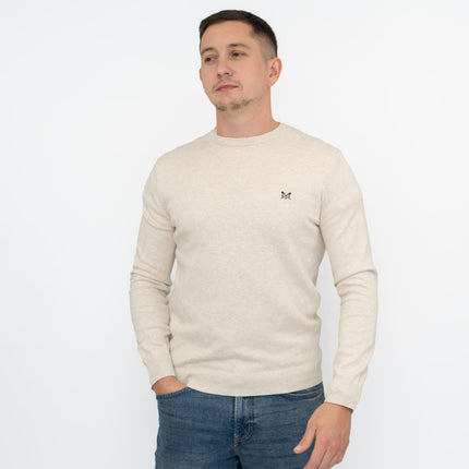 Crew Clothing Mens Knitted Jumper Long Sleeve Beige-Quality Brands Outlet-