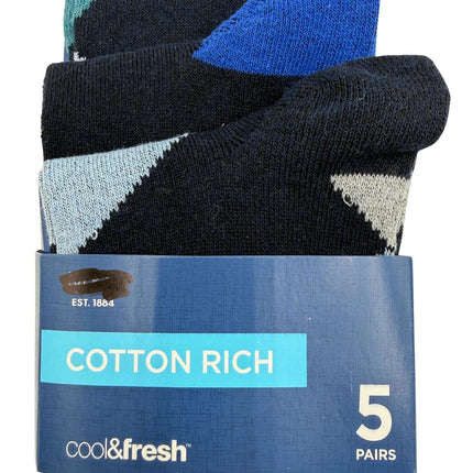 M&S Cool & Fresh Cotton Rich Argyle Socks 5-Pack