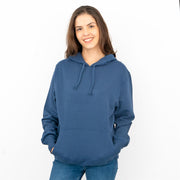 J. Crew Women Blue Hoodie Pockets Drawstring Hood Long Sleeve Top