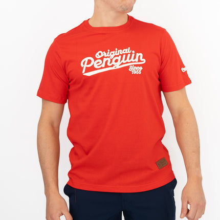 Original Penguin T-shirt Short Sleeve Embroidered Red-Quality Brands Outlet-