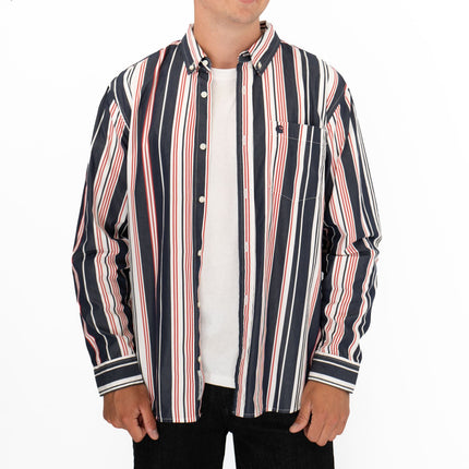 Premium Brand Long Sleeve Navy Striped Shirt-Quality Brands Outlet-