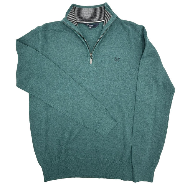 Crew Clothing Half Zip Knitted Jumper Long Sleeve Emerald Green