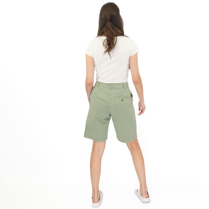 M&S Chino Shorts Classic Cotton Rich Green Easy Wear - Quality Brands Outlet