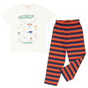 Mini Boden Boys Pyjama Set Short Sleeve Tops with Red Striped Trousers