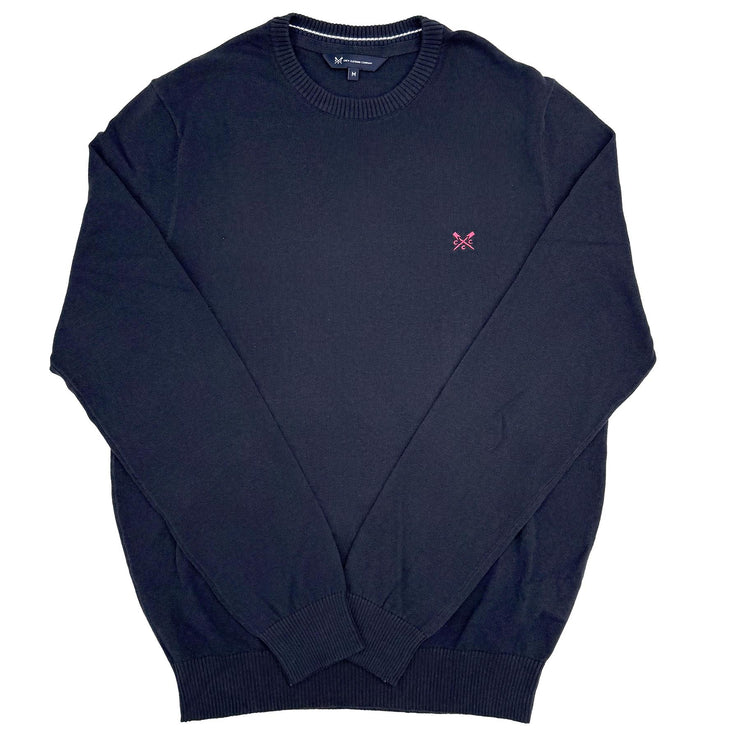 Crew Clothing Mens Knitted Jumper Long Sleeve Navy - Quality Brands Outlet