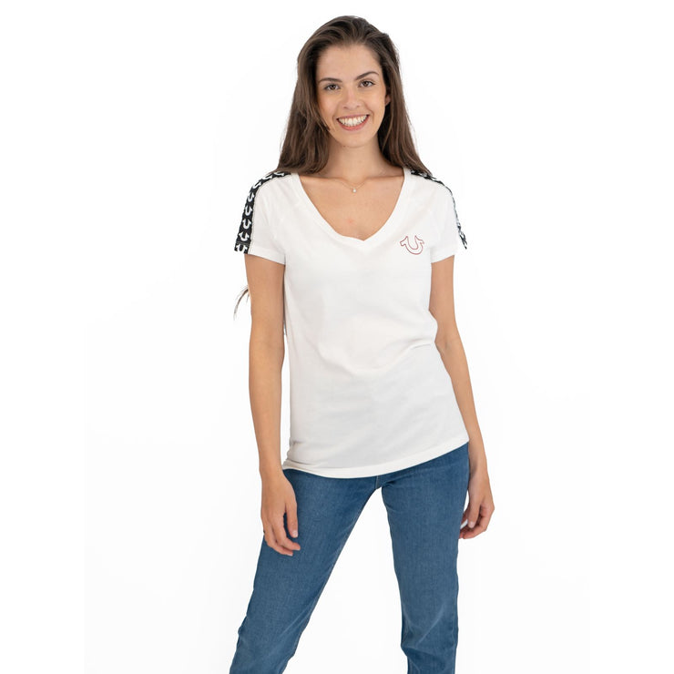 True Religion Womens White Top T-Shirt Short Sleeve