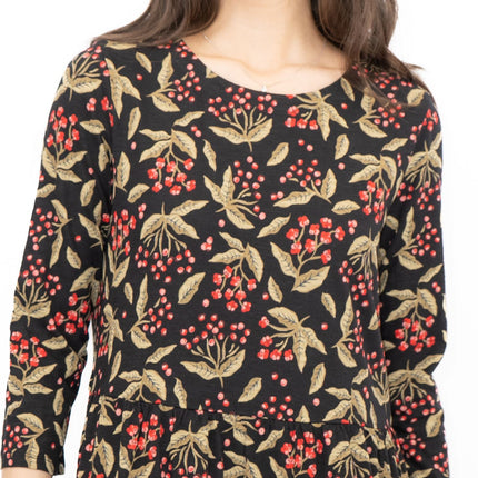 Seasalt Black Line Strokes Floral Midi Dress-Quality Brands Outlet-