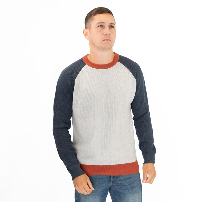 White Stuff Mens Pentire Crew Neck Grey Colour Block Jumper-Quality Brands Outlet-