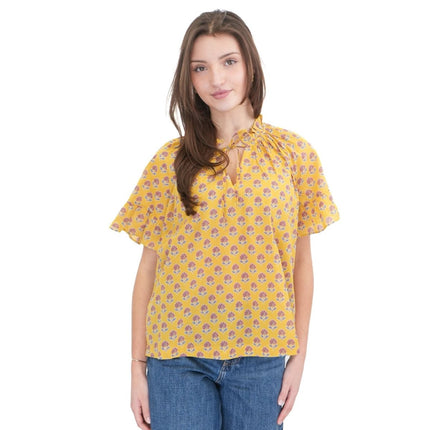 Joules Yellow Melissa Blouse Short Sleeve - Quality Brands Outlet