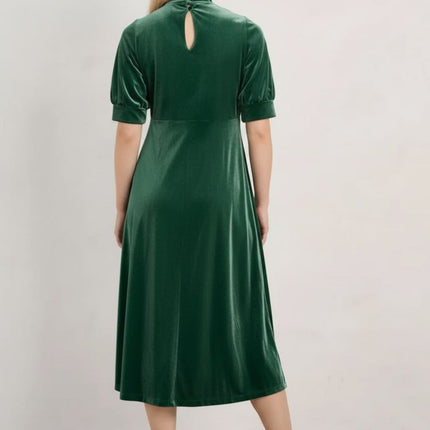 Seasalt Four Lanes Dress in Green Velvet - Quality Brands Outlet