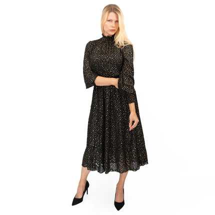 TED BAKER Elsiie Black Gold Star Midi Dress-Quality Brands Outlet-
