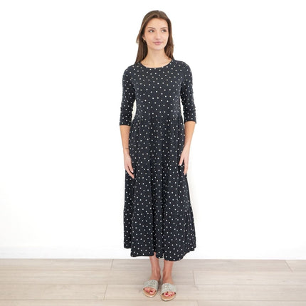 Seasalt Line Strokes Dress in Black with Polka Dot - Quality Brands Outlet