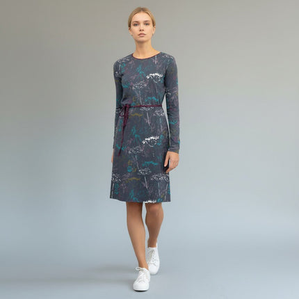 Mistral Pressed Flower Long Sleeve Casual Cotton Jersey Short Dress-Quality Brands Outlet-