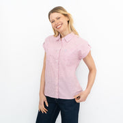 Crew Clothing Womens Pink Striped Embroidered Shirt