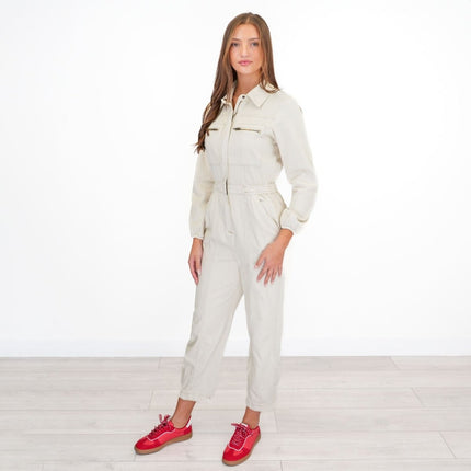 M&S Cream Utility Jumpsuits Long Sleeve-Quality Brands Outlet-