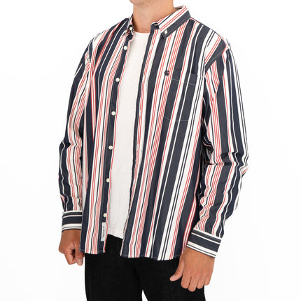Premium Brand Long Sleeve Navy Striped Shirt-Quality Brands Outlet-