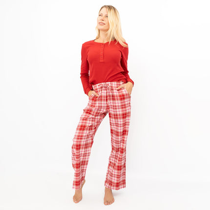 GAP Womens Flannel Sleep Set Pyjamas Red - Quality Brands Outlet