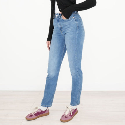 M&S Sienna Jeans Straight Leg Mid Rise Stretch Light Denim-Quality Brands Outlet-