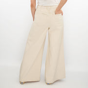 M&S Wide Leg Palazzo High Waist Jeans Ecru - Quality Brands Outlet