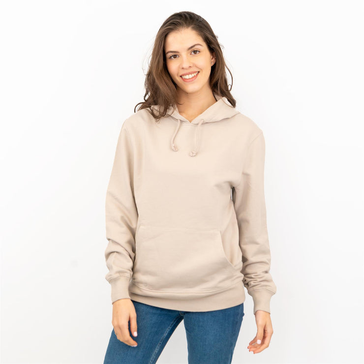 J. Crew Women Beige Hoodie Pockets Drawstring Hood Long Sleeve Top