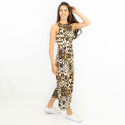 Karen Millen Leopard Print Wide Leg Sleeveless Jumpsuits