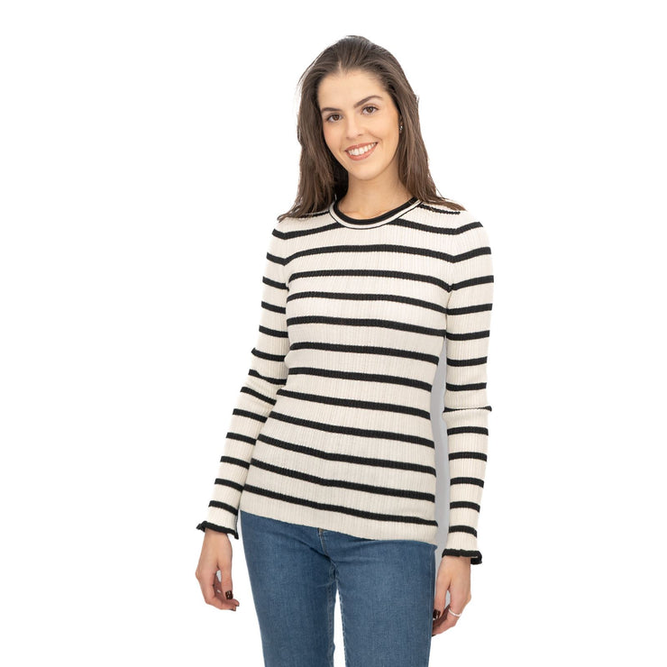 Nobodys Child Striped White & Black Wool Blend Jumper Tops - Quality Brands Outlet