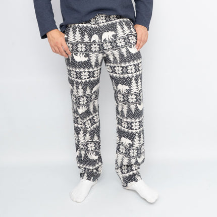 Mens Christmas Pyjama Trousers Grey Polar Bear Pant Old Navy