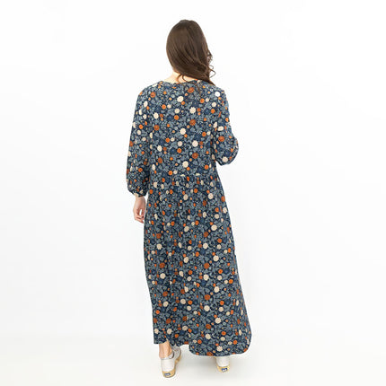 Seasalt Floral Navy Jersey Ankle Length Dress-Quality Brands Outlet-