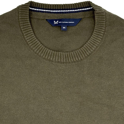 Crew Clothing Mens Knitted Jumper Long Sleeve Khaki Green-Quality Brands Outlet-