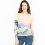 Karen Millen Pink Landscape Boat Neck Long Sleeve Tops