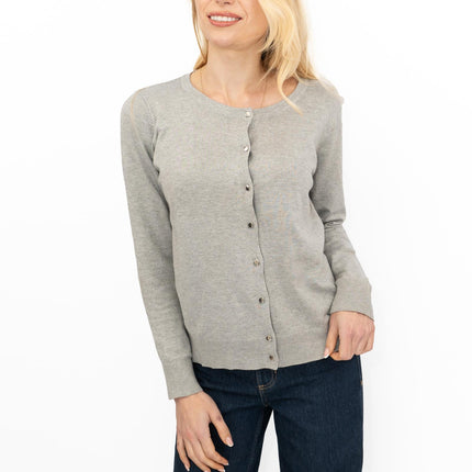 Dorothy Perkins Womens Cardigan Crew Neck Button Up Grey-Quality Brands Outlet-