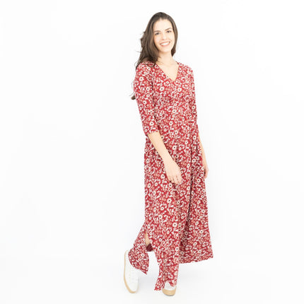 Seasalt Maggie Maxi Dress Berry Gathering Red-Quality Brands Outlet-