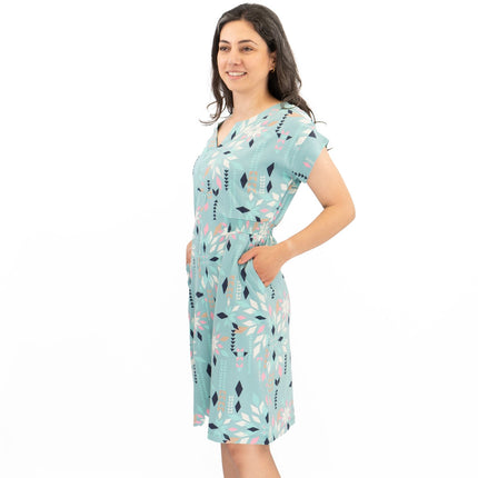White Stuff Teal Blue Penny Cotton Jersey Dress-Quality Brands Outlet-