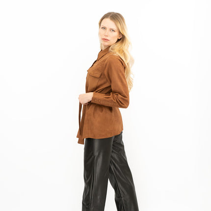 New Look Womens Suedette Shacket Rust Brown - Quality Brands Outlet