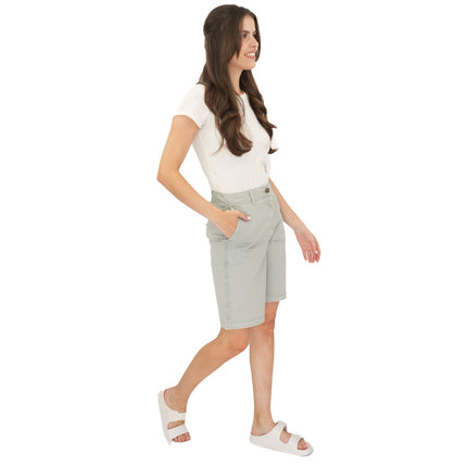M&S Chino Shorts Classic Cotton Rich Mid - Grey Easy Wear - Quality Brands Outlet