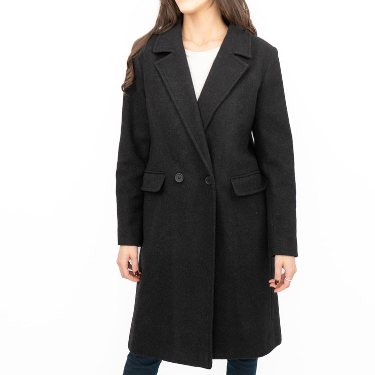 Phase Eight Revere Coat Wool Blend Double Breasted Knee Length Black