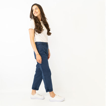 M&S Cotton Rich Tapered Ankle Grazer Chinos Navy - Quality Brands Outlet