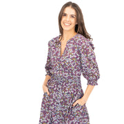 Seasalt Purple Fawn Dress Waisted Midi Organic Cotton - Quality Brands Outlet