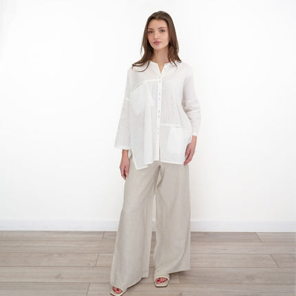 East Clothing Shirt Relaxed Fit White Cotton Blouse - Quality Brands Outlet