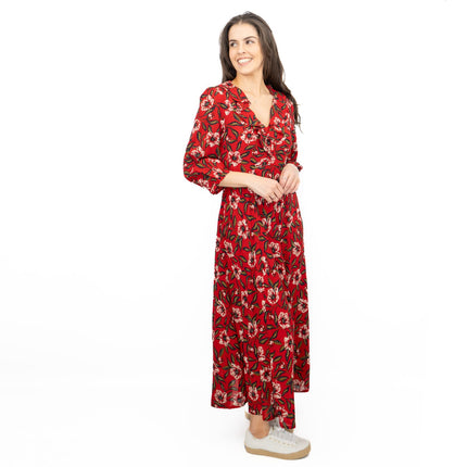 Seasalt Red Furled Flower Dress in Mary Rose Flo Print-Quality Brands Outlet-