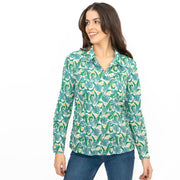 Seasalt Larissa Shirt Top Green Cotton Woodland Garlic Chalk Print - Quality Brands Outlet