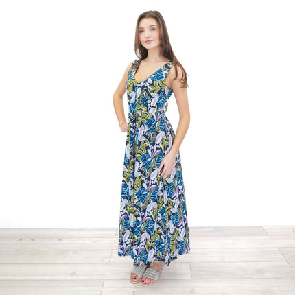 Seasalt Polmanter Jersey Dress Organic Cotton Sleeveless Maxi Print - Quality Brands Outlet
